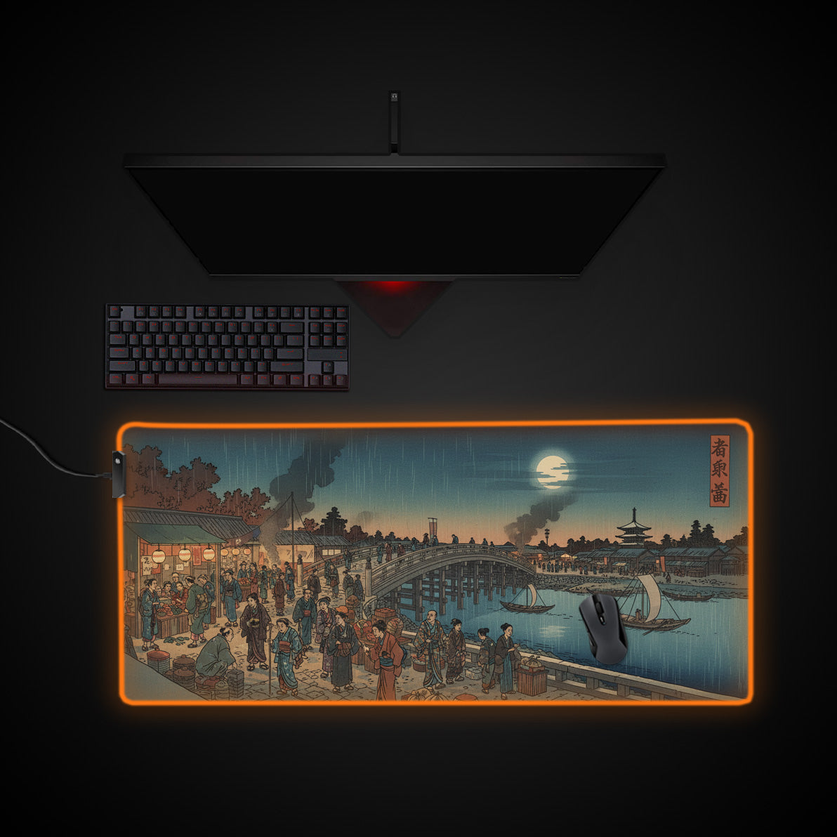 Market Bridge desk mat with RGB edge lighting