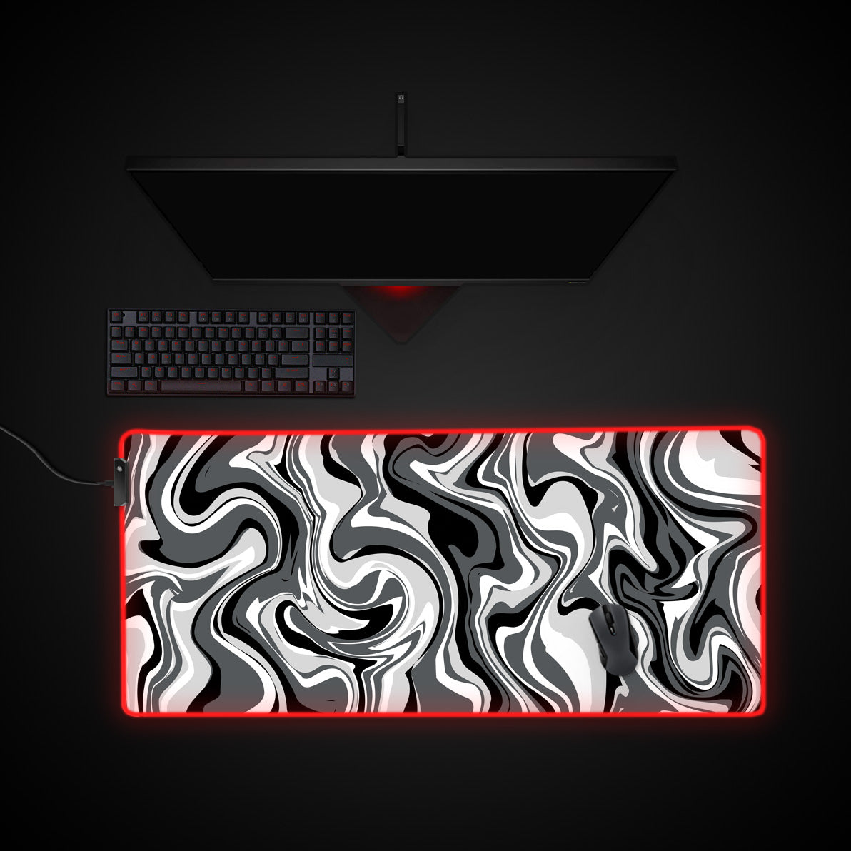 Liquid Agate desk mat with RGB edge lighting