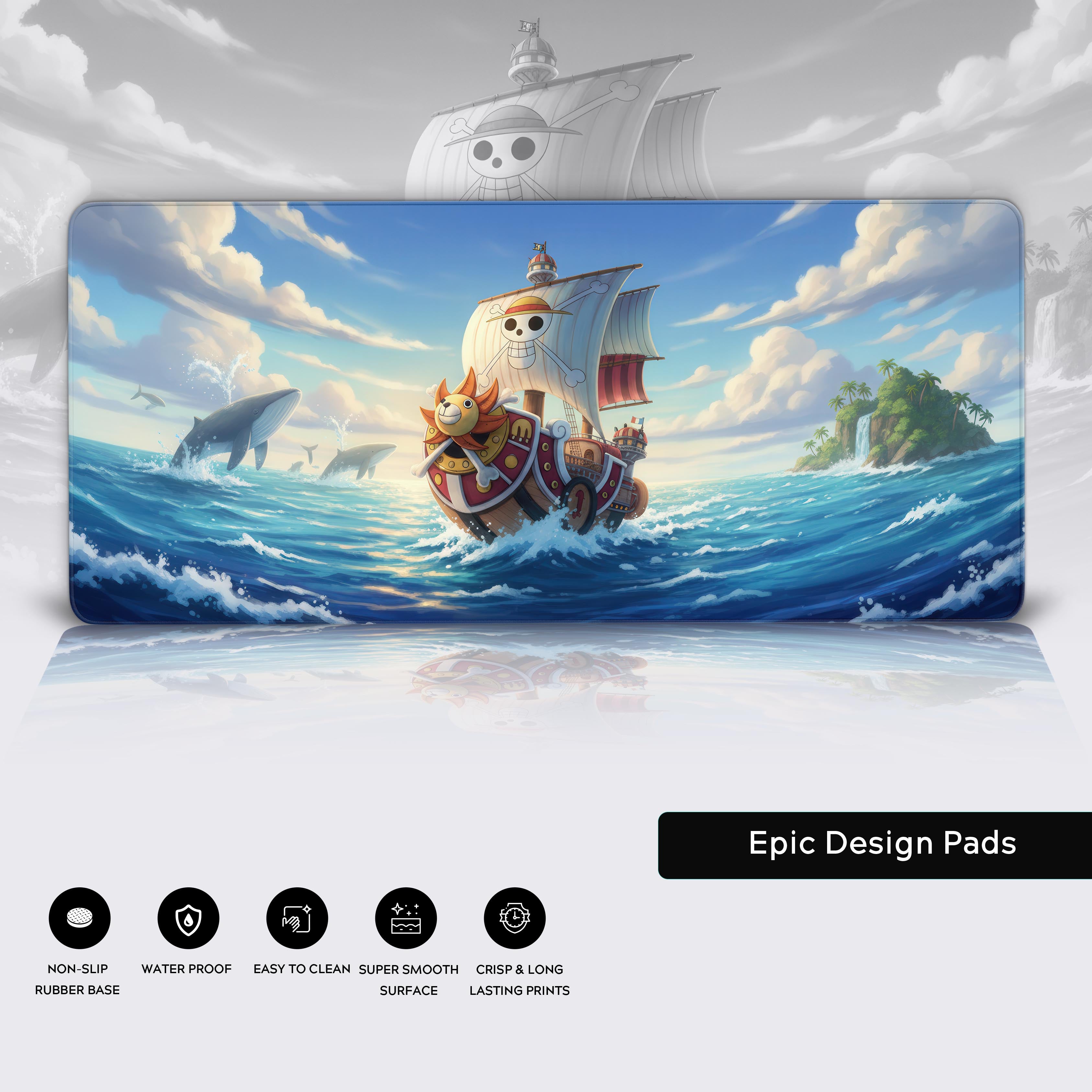 Close-up of the Grand Voyage desk mat showing the detailed stitched edges, non-slip rubber base, and water-resistant surface texture. - Epic Design Pads