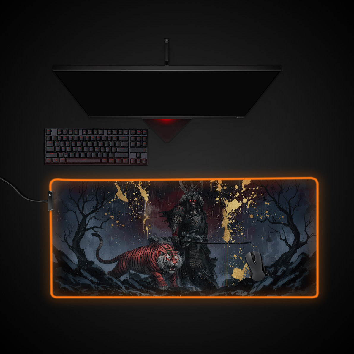 Death Pact desk mat with RGB edge lighting