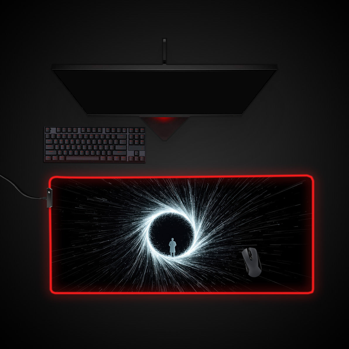 Final Threshold desk mat with RGB edge lighting