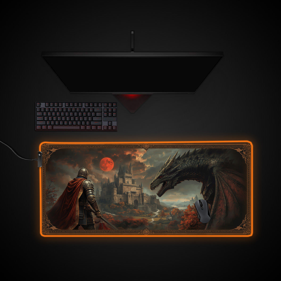 Guardian's Stand desk mat with RGB edge lighting