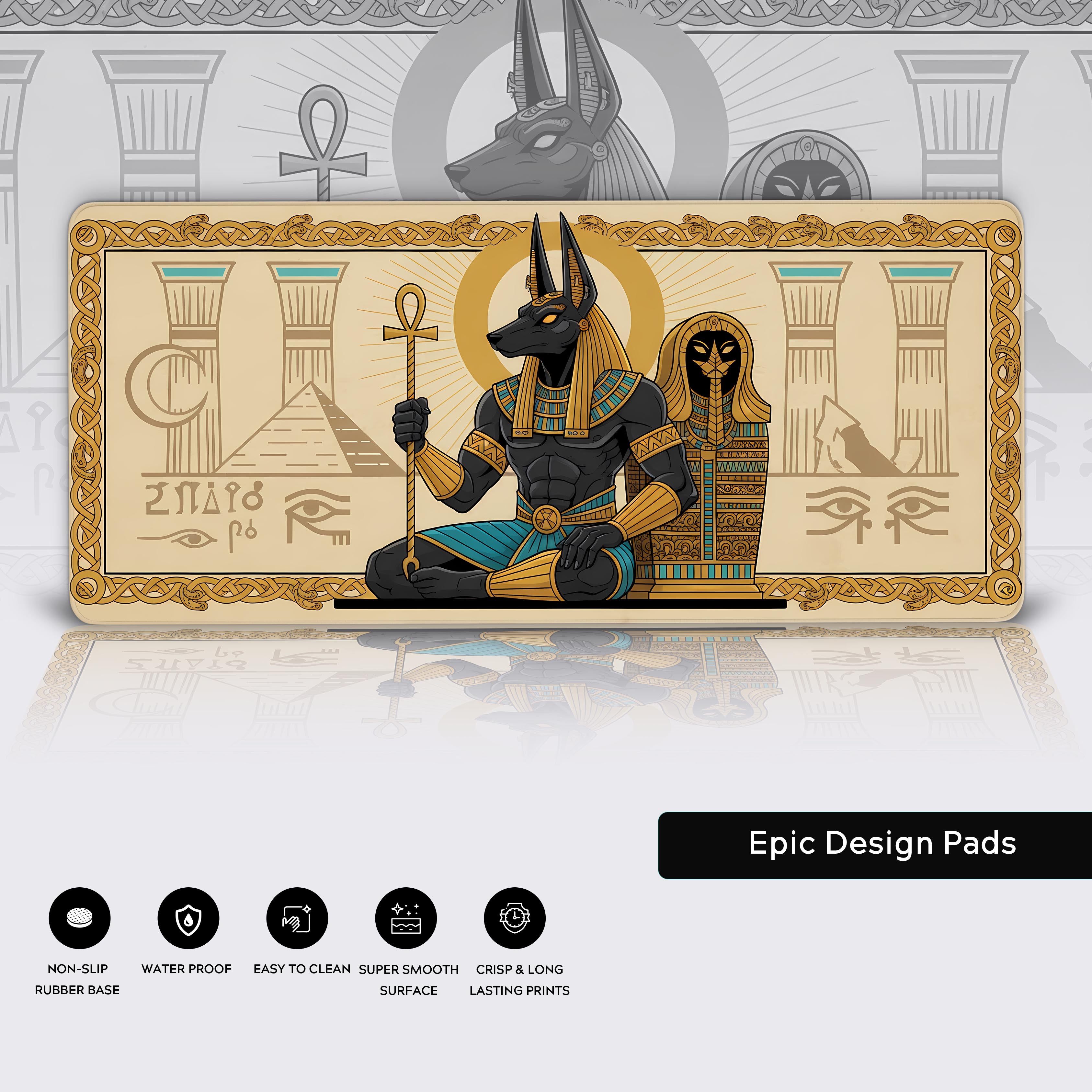 Close-up of the Wild Beauty tiger desk mat highlighting its premium stitched edges and smooth, water-resistant surface on a non-slip rubber base. - Epic Design Pads & Mousepads