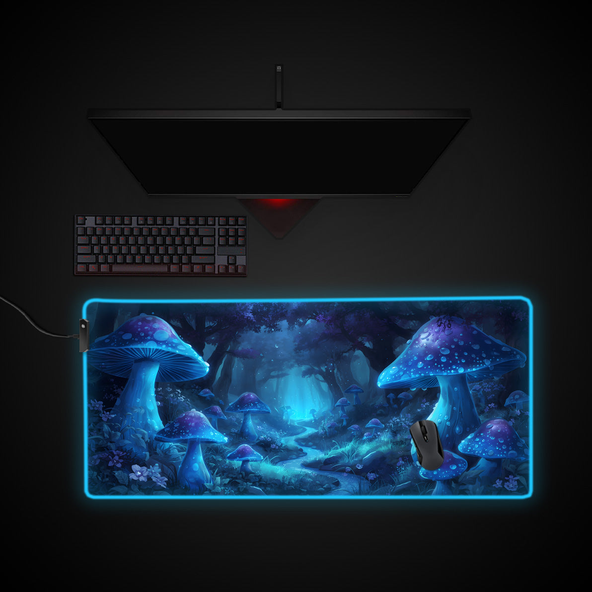 Magic Grove desk mat with RGB edge lighting