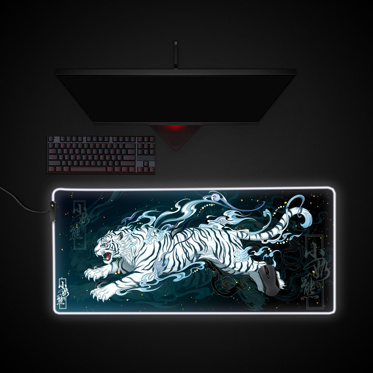 Spirit Tiger desk mat with RGB edge lighting