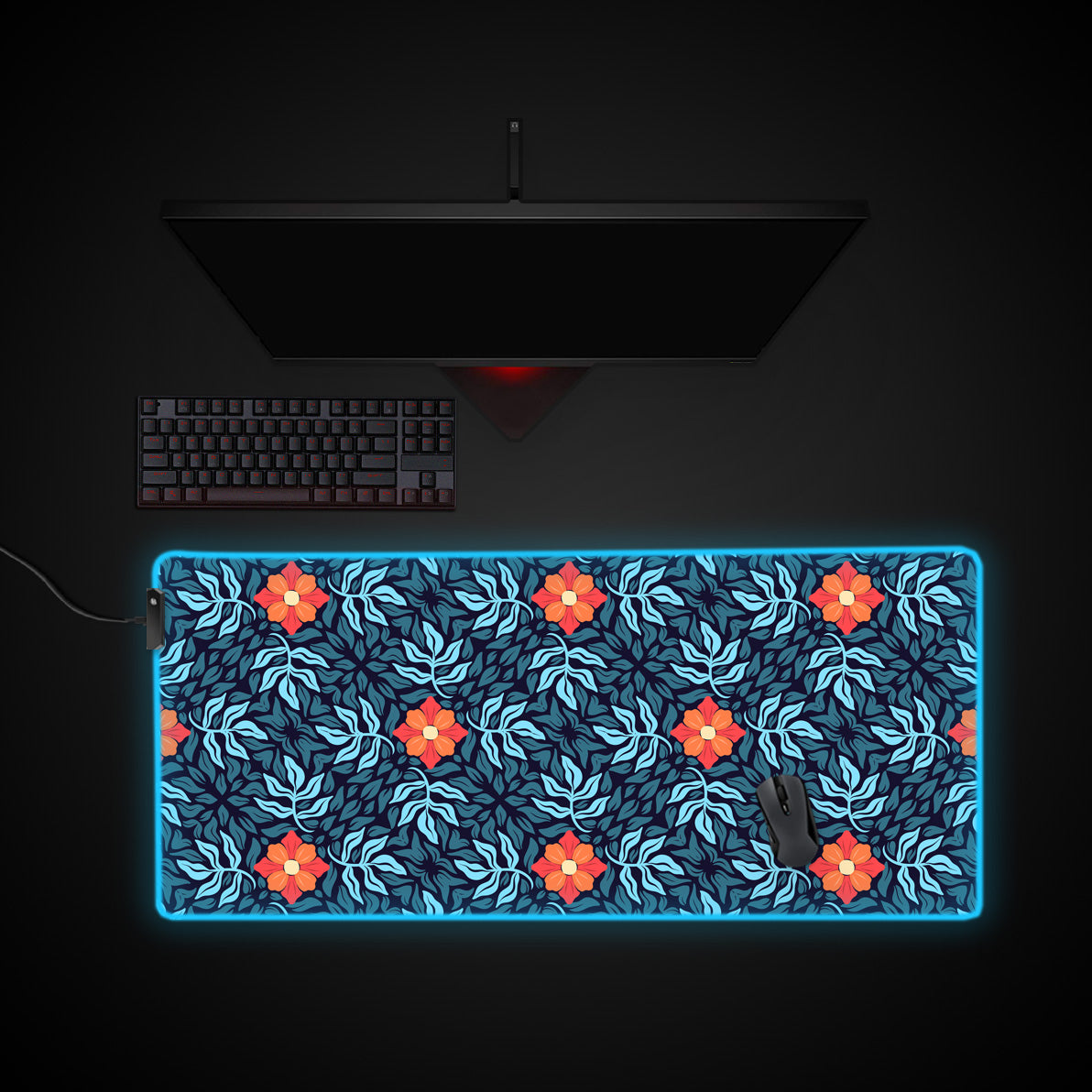Floral Pattern 1 desk mat with RGB edge lighting