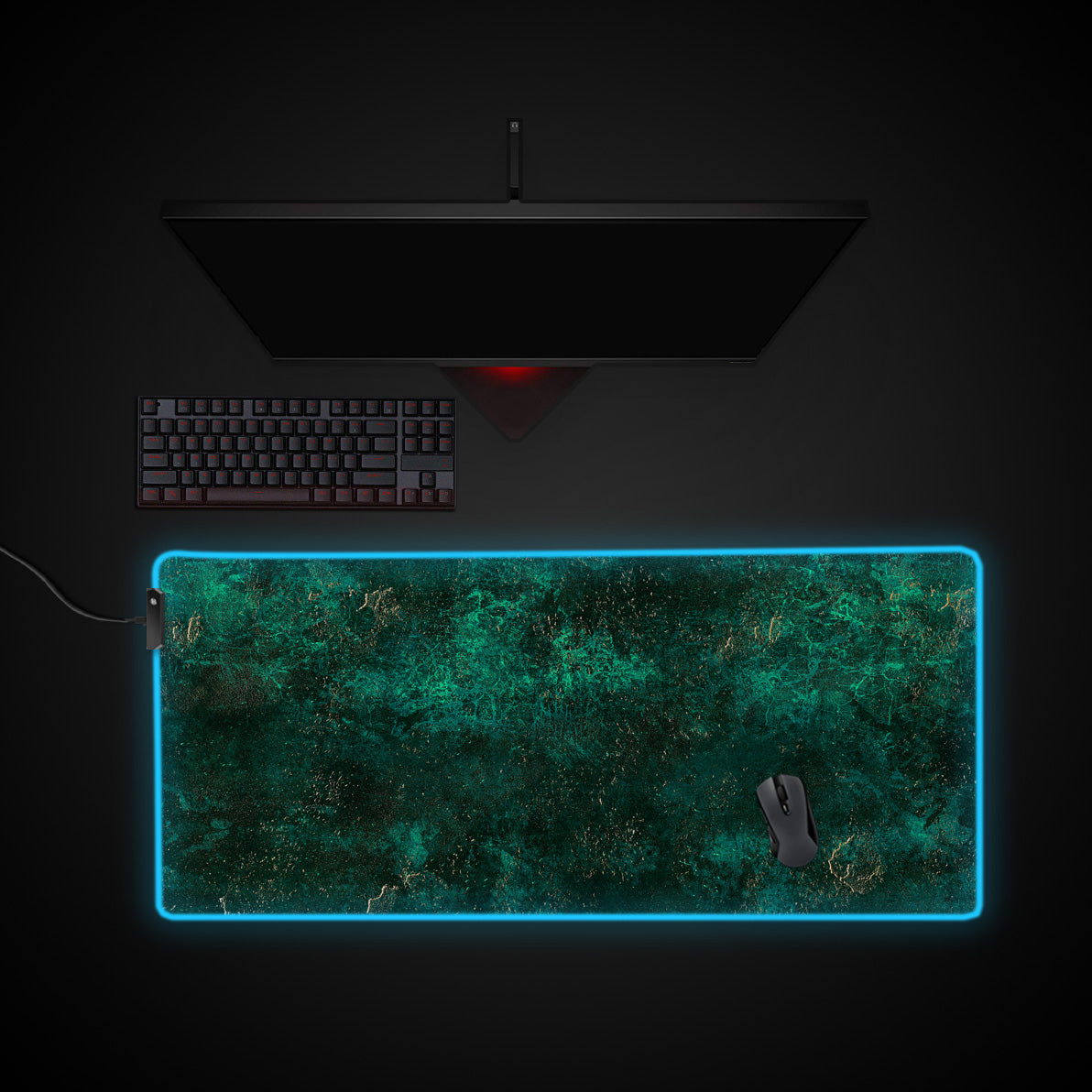 Emerald Stone desk mat with RGB edge lighting