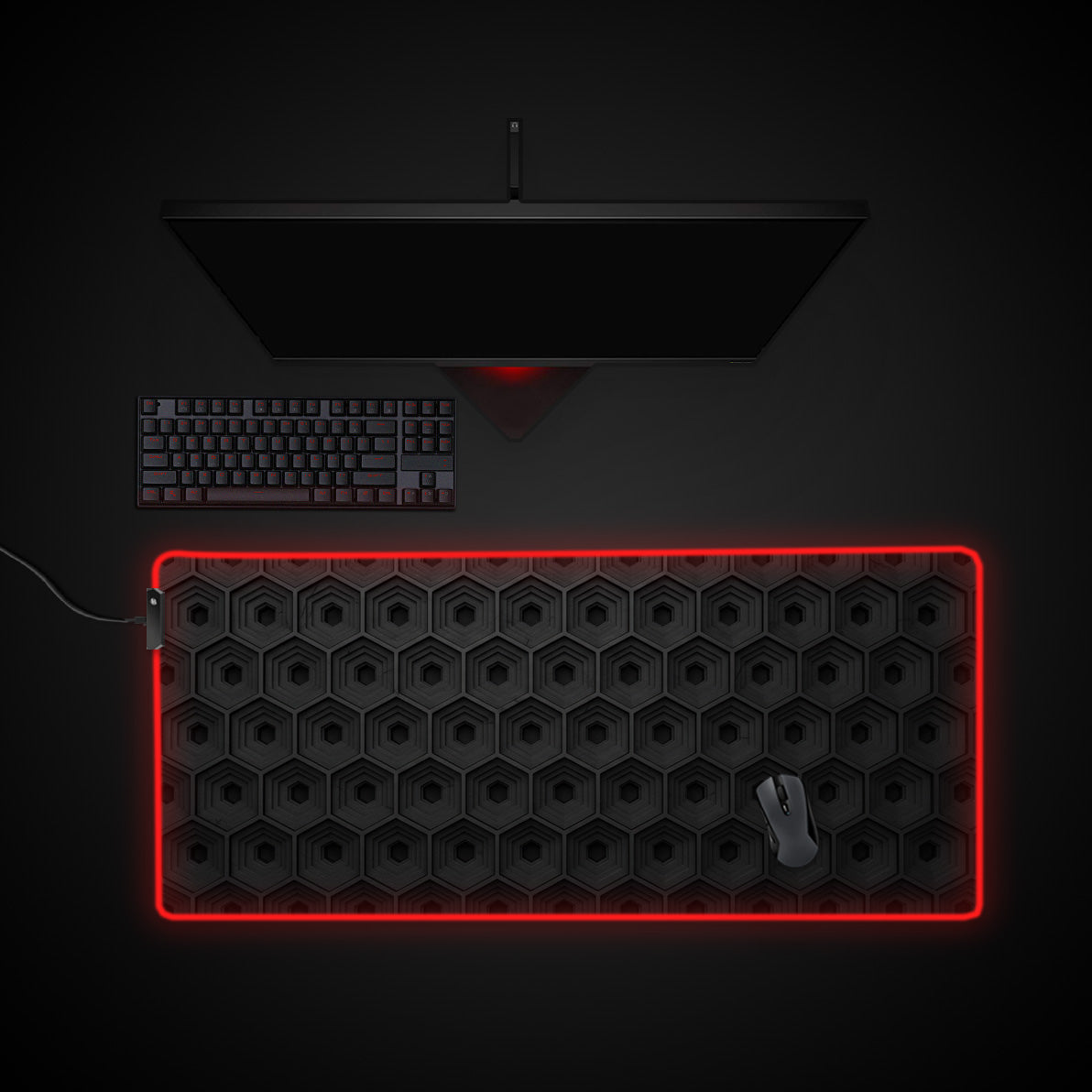 Deep Hive desk mat with RGB edge lighting
