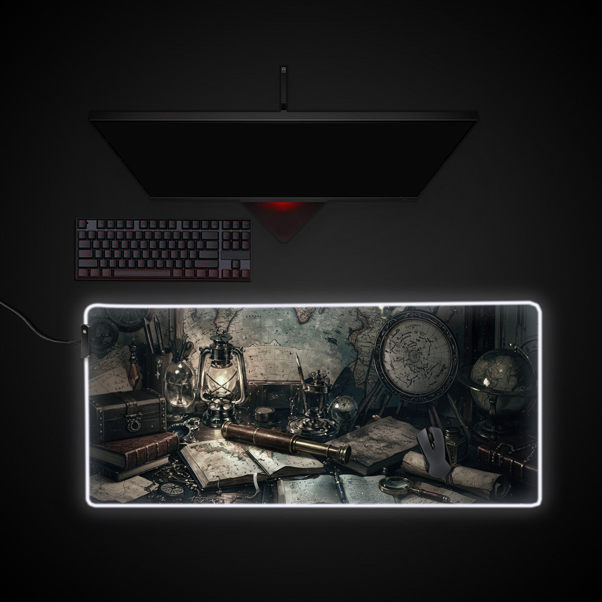 Scholar's Desk desk mat with RGB edge lighting