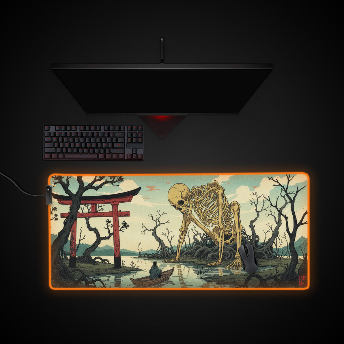 Skeleton Shore desk mat with RGB edge lighting