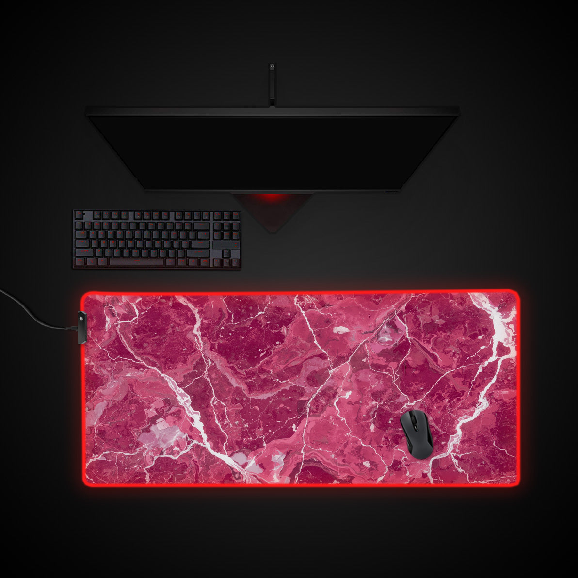 Rose Quartz desk mat with RGB edge lighting