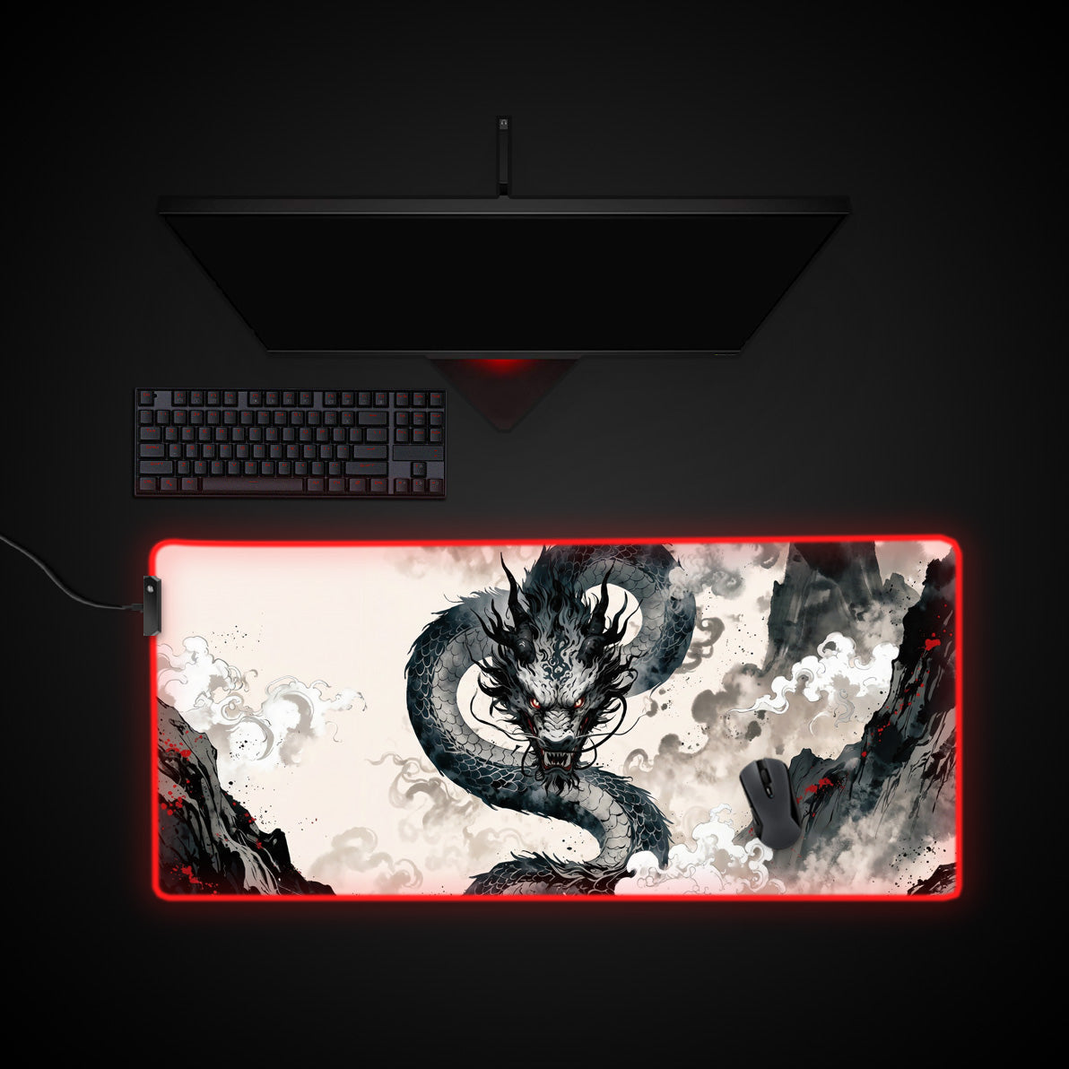 Mythic Guardian desk mat with RGB edge lighting