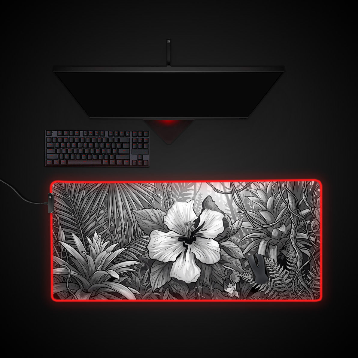 Jungle Bloom desk mat with RGB edge lighting