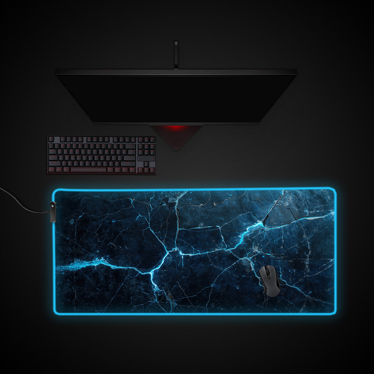 Electric Veins desk mat with RGB edge lighting