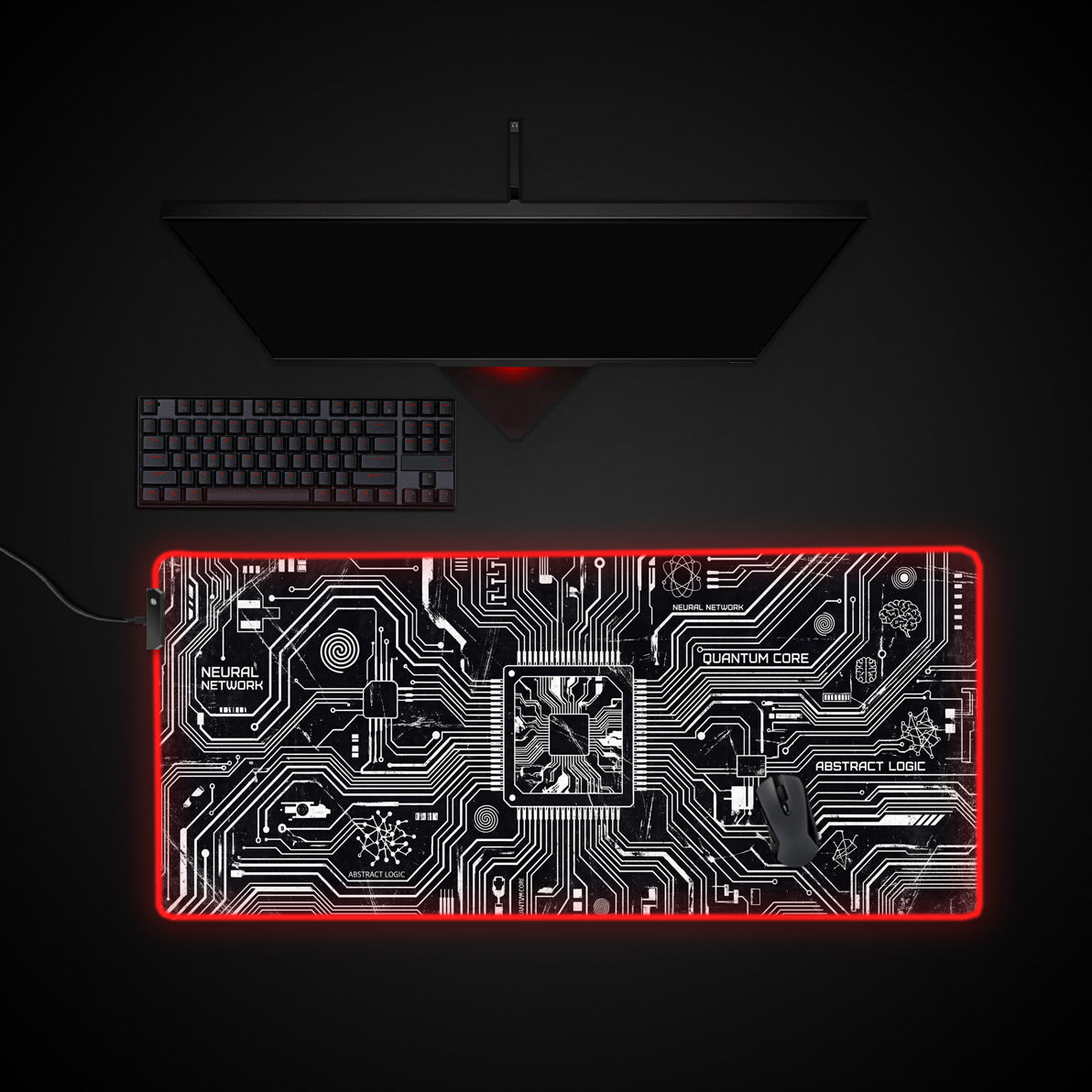 Quantum Core desk mat with RGB edge lighting