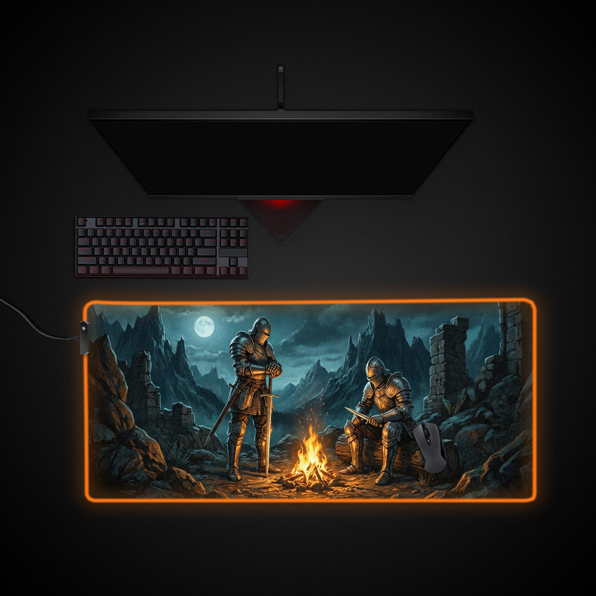 The Long Watch desk mat with RGB edge lighting