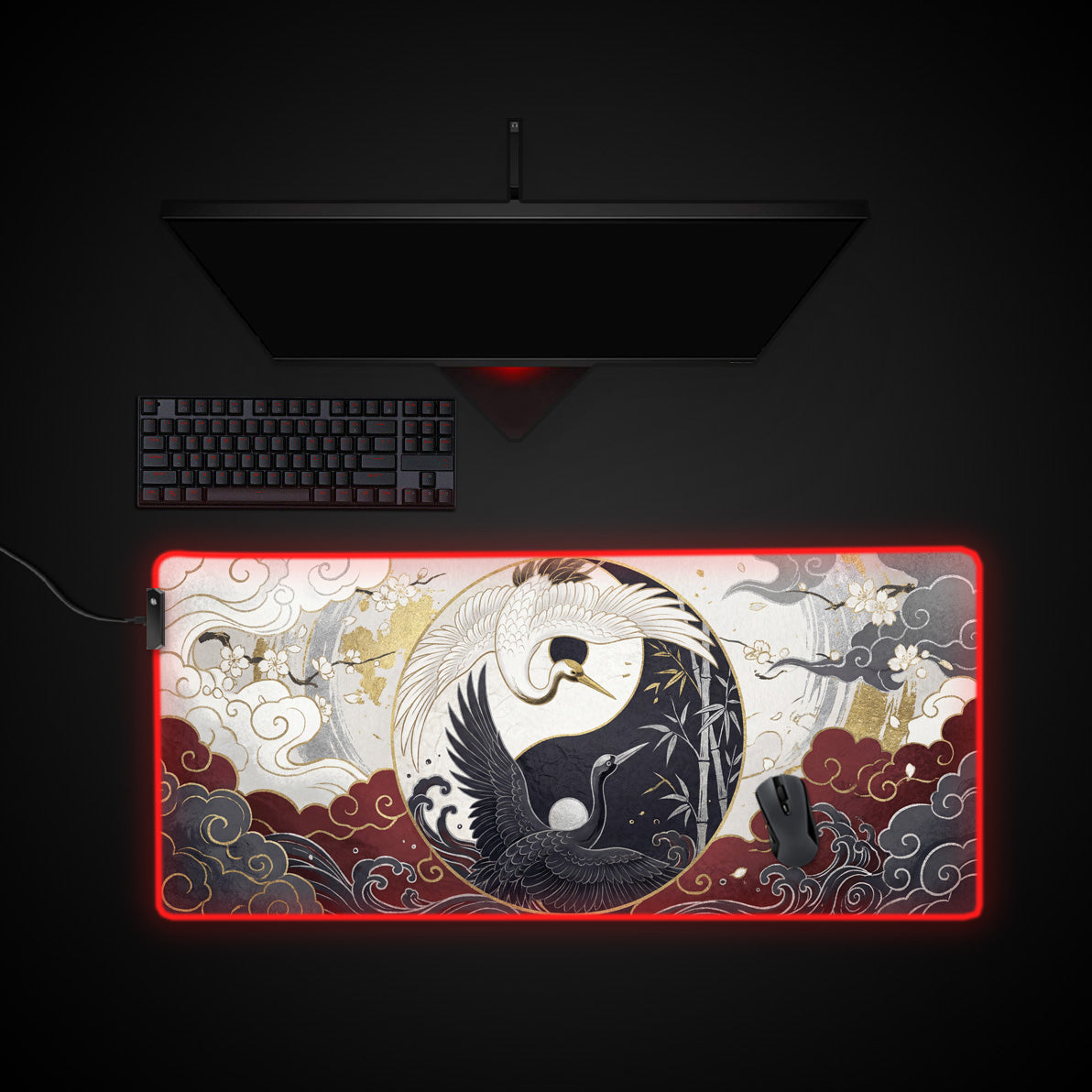 Crane's Harmony desk mat with RGB edge lighting