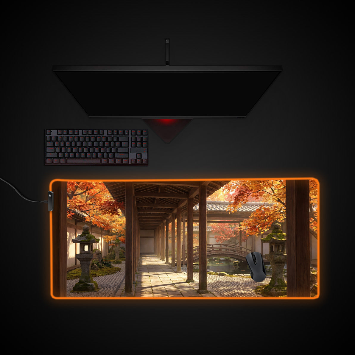 Eternal Corridor desk mat with RGB edge lighting