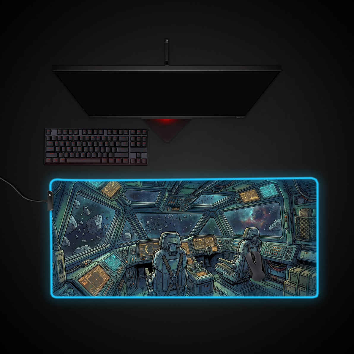 Deep Drift desk mat with RGB edge lighting