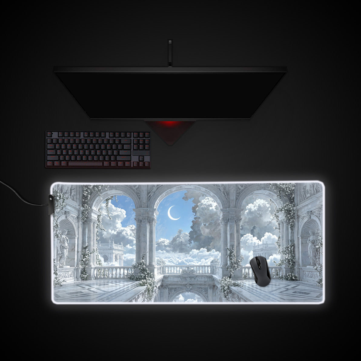 Ethereal Sanctum desk mat with RGB edge lighting