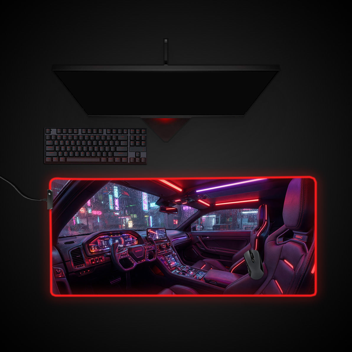 Cyber Cockpit desk mat with RGB edge lighting