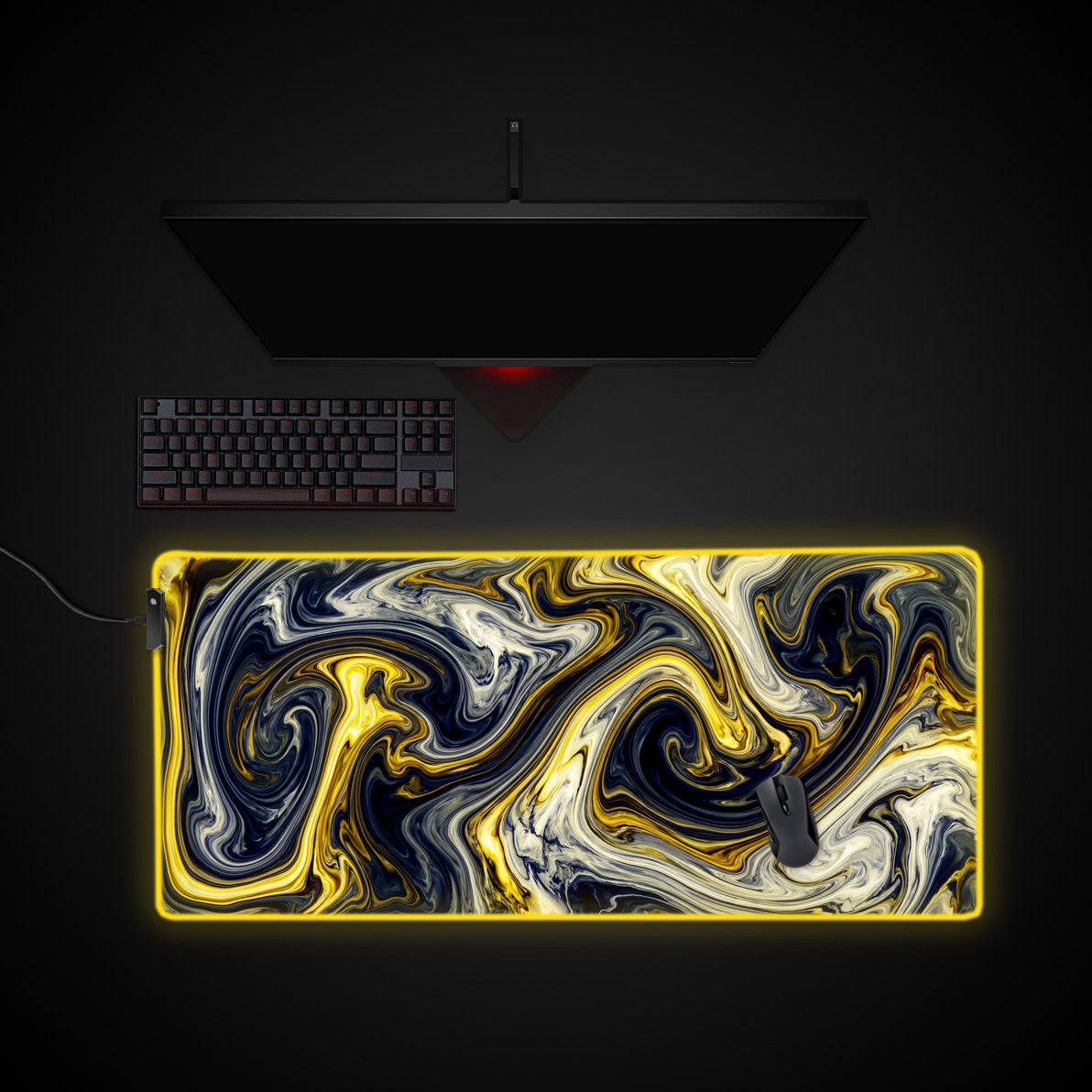 Liquid Gold desk mat with RGB edge lighting