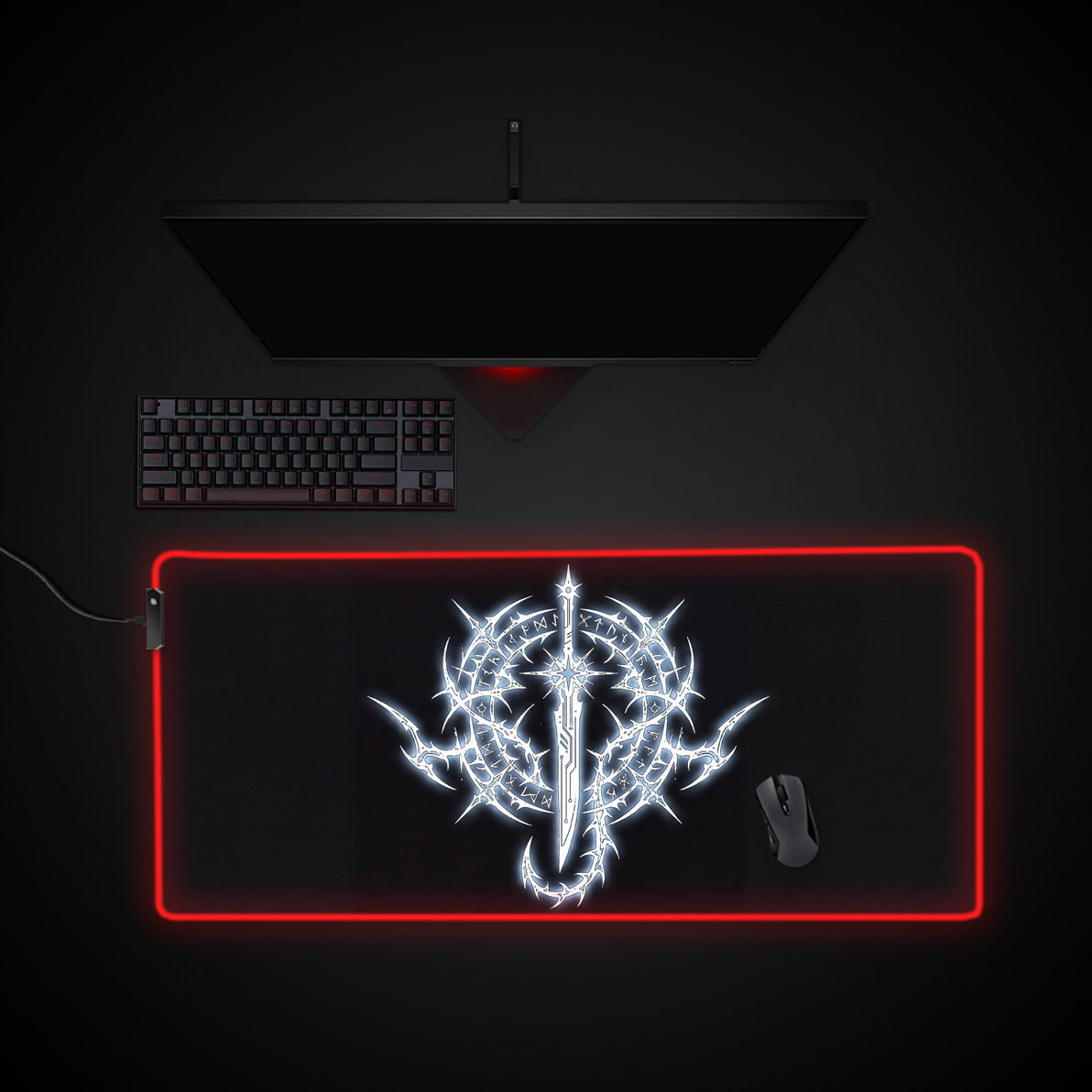 Rune Blade desk mat with RGB edge lighting