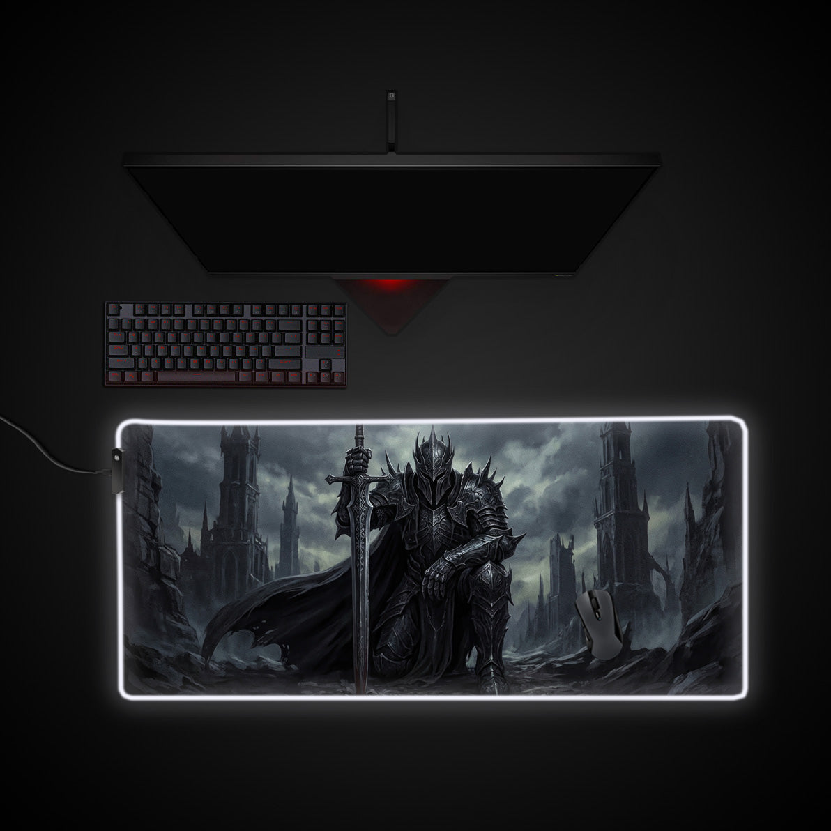 Iron Oath desk mat with RGB edge lighting