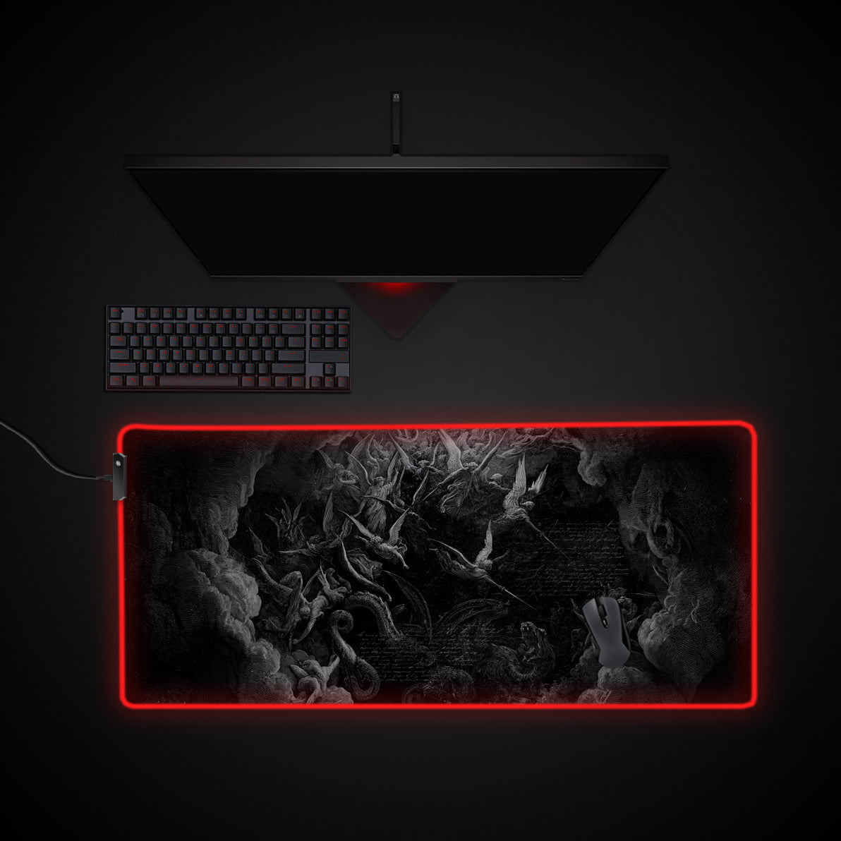 Revelation War desk mat with RGB edge lighting