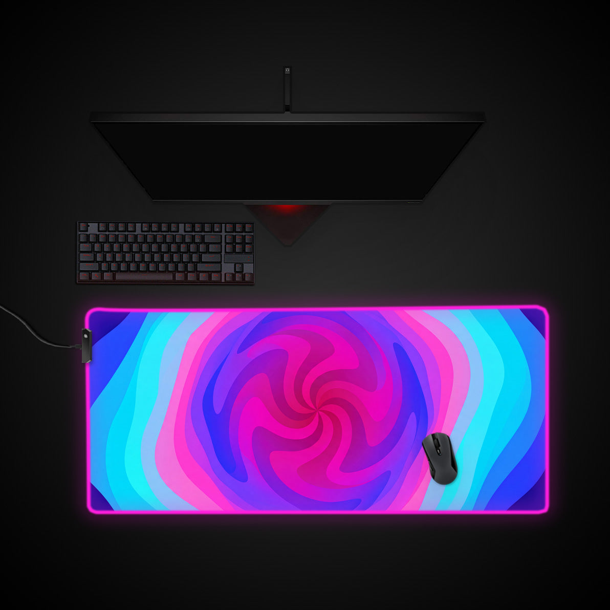 Lucid Spiral desk mat with RGB edge lighting