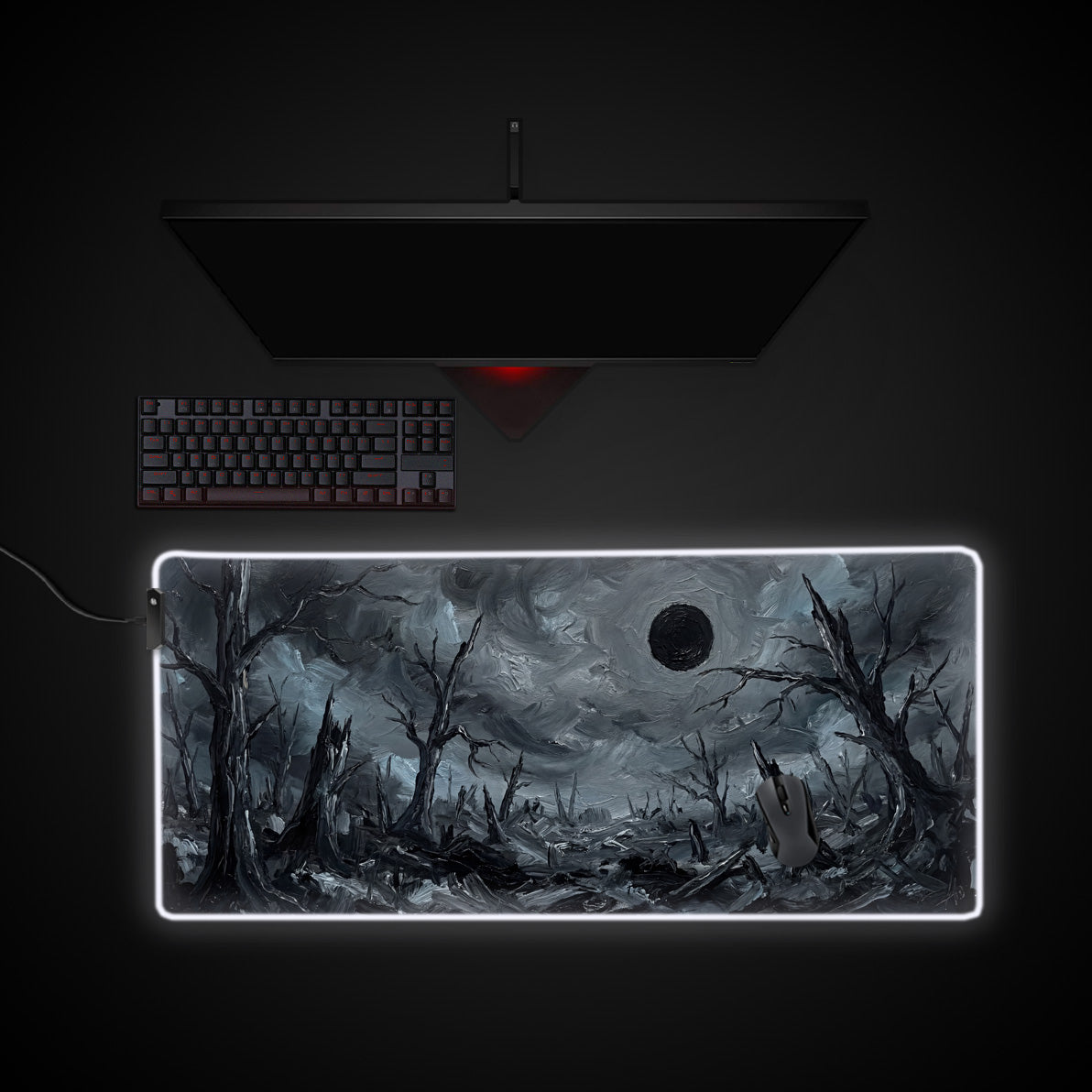 Eclipse of Ash desk mat with RGB edge lighting