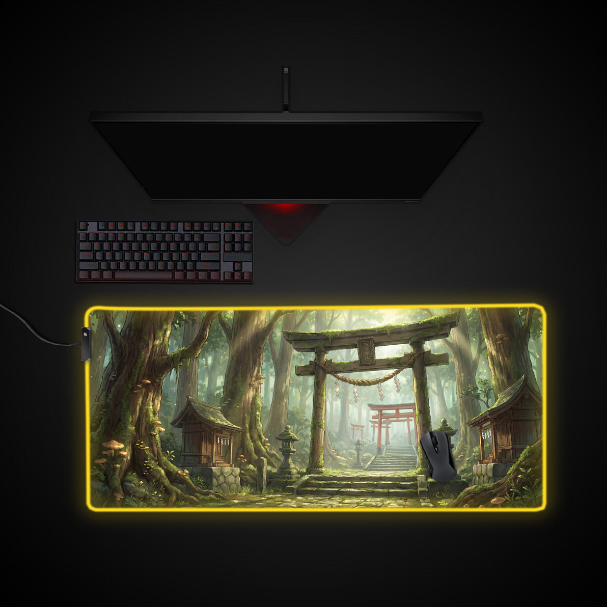 Spirit Forest desk mat with RGB edge lighting