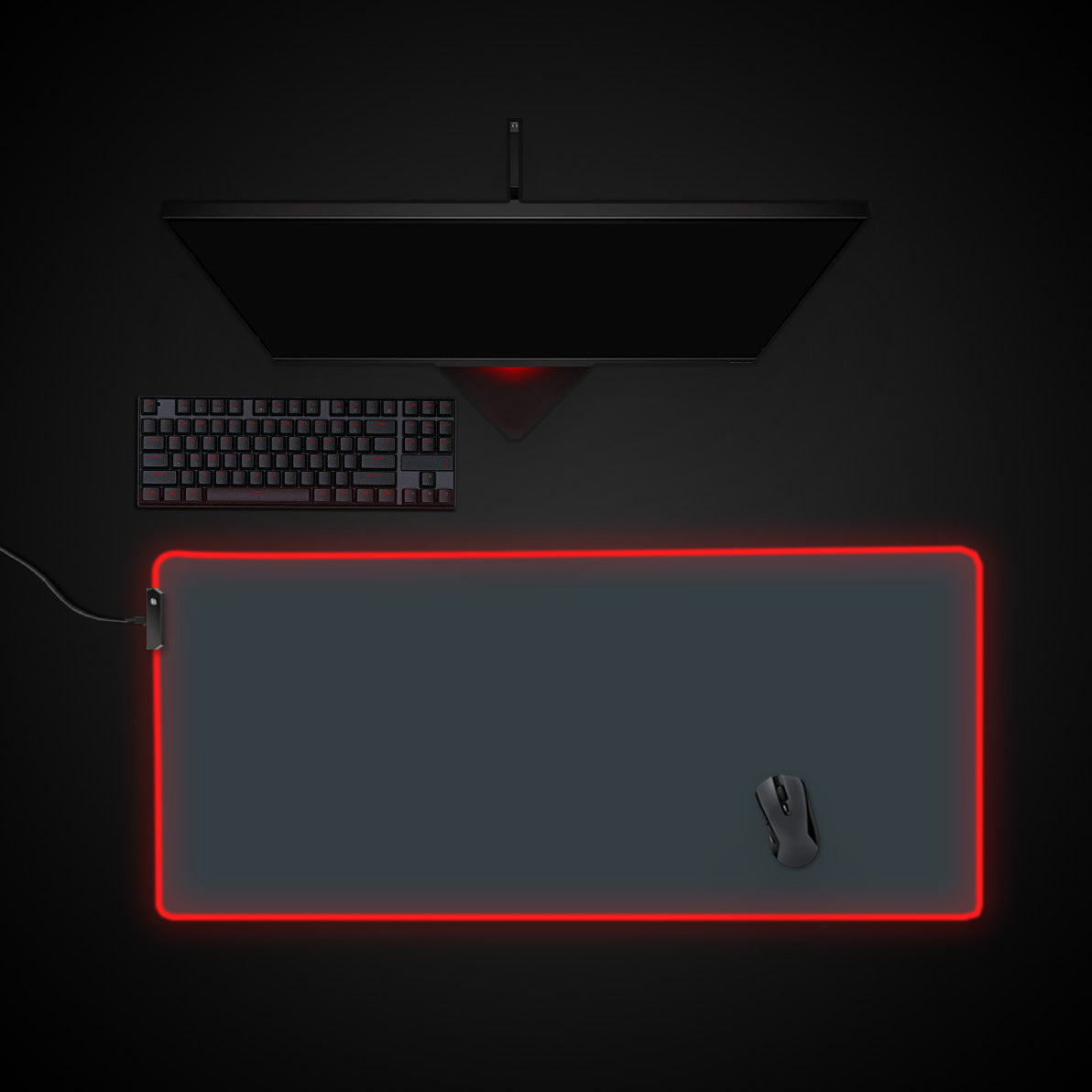 Dark Gray desk mat with RGB edge lighting