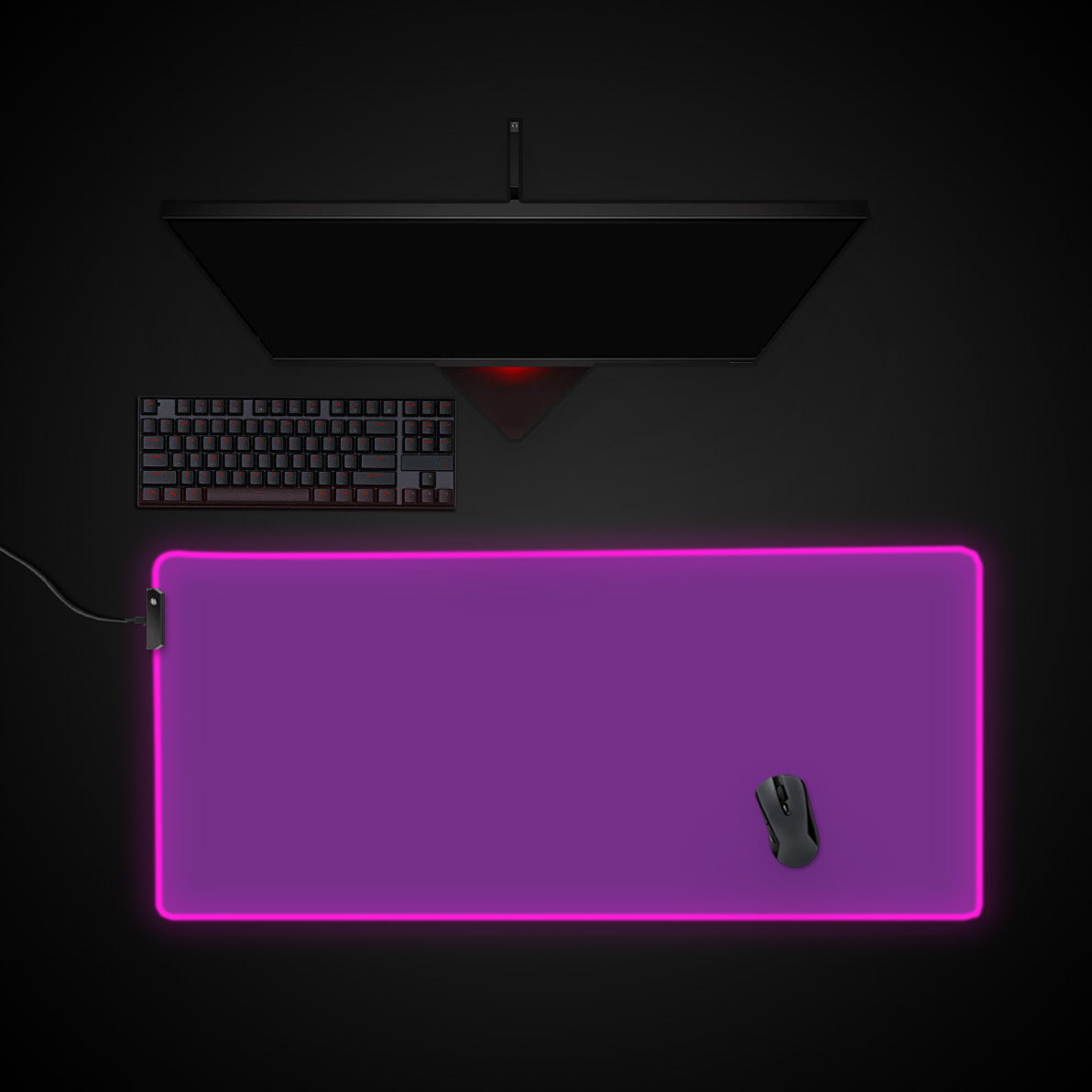 Deep Violet desk mat with RGB edge lighting