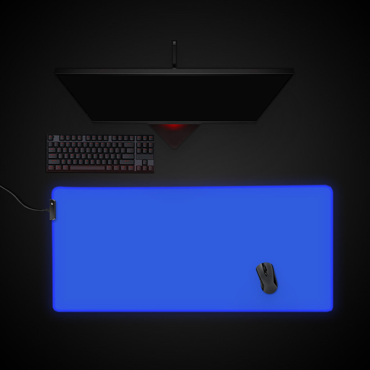 Royal Blue desk mat with RGB edge lighting
