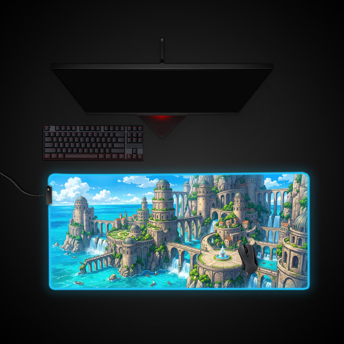 Coastal Dominion desk mat with RGB edge lighting