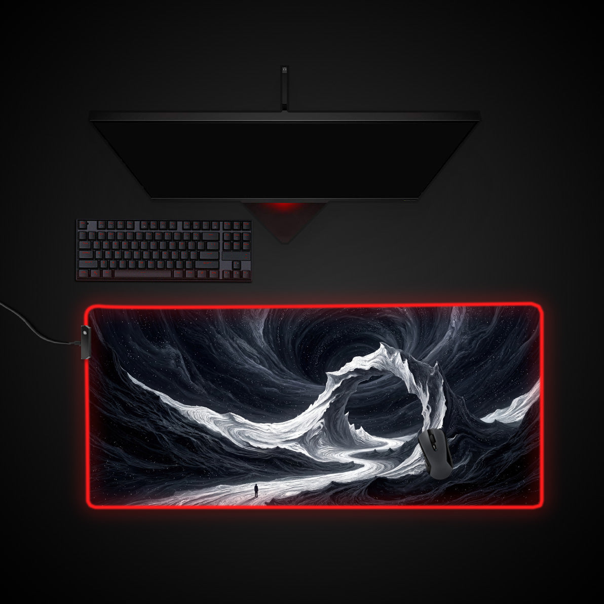 Void Walker desk mat with RGB edge lighting