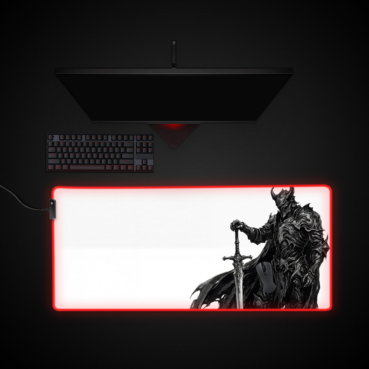 Silent Knight desk mat with RGB edge lighting