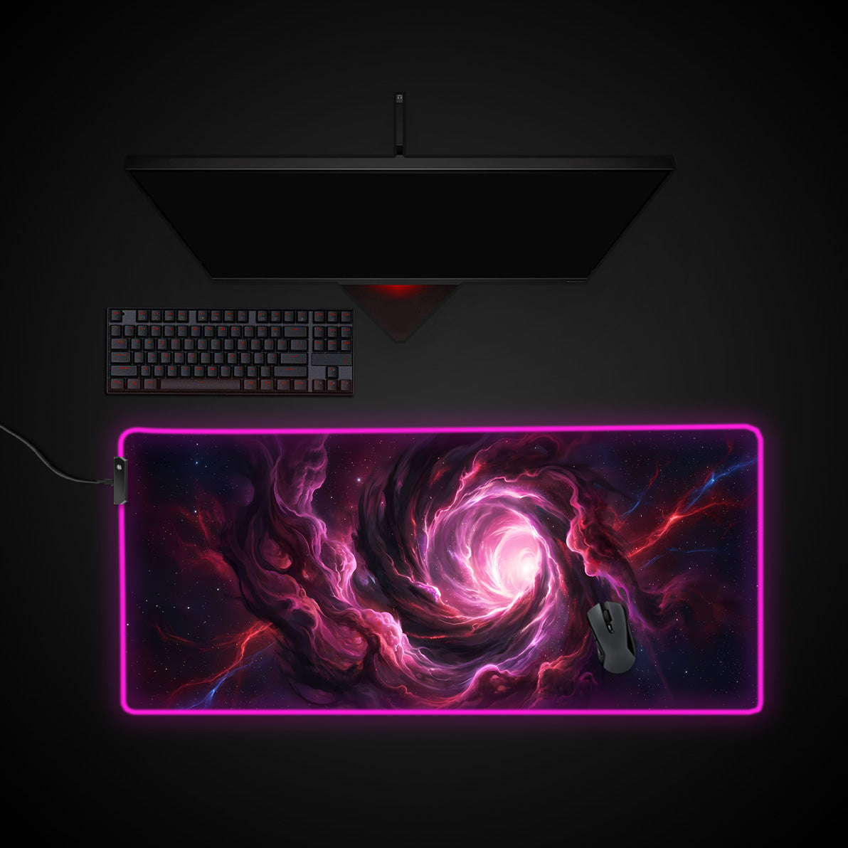 Nebula Core desk mat with RGB edge lighting