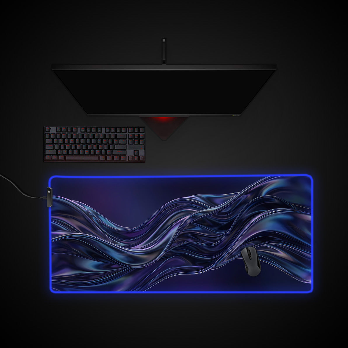 Kinetic Flow desk mat with RGB edge lighting
