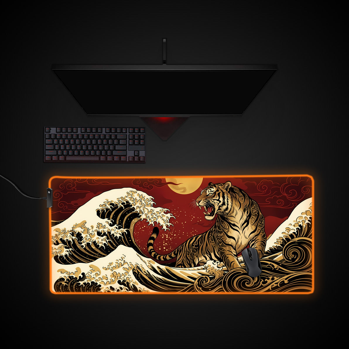 Tide Tiger desk mat with RGB edge lighting