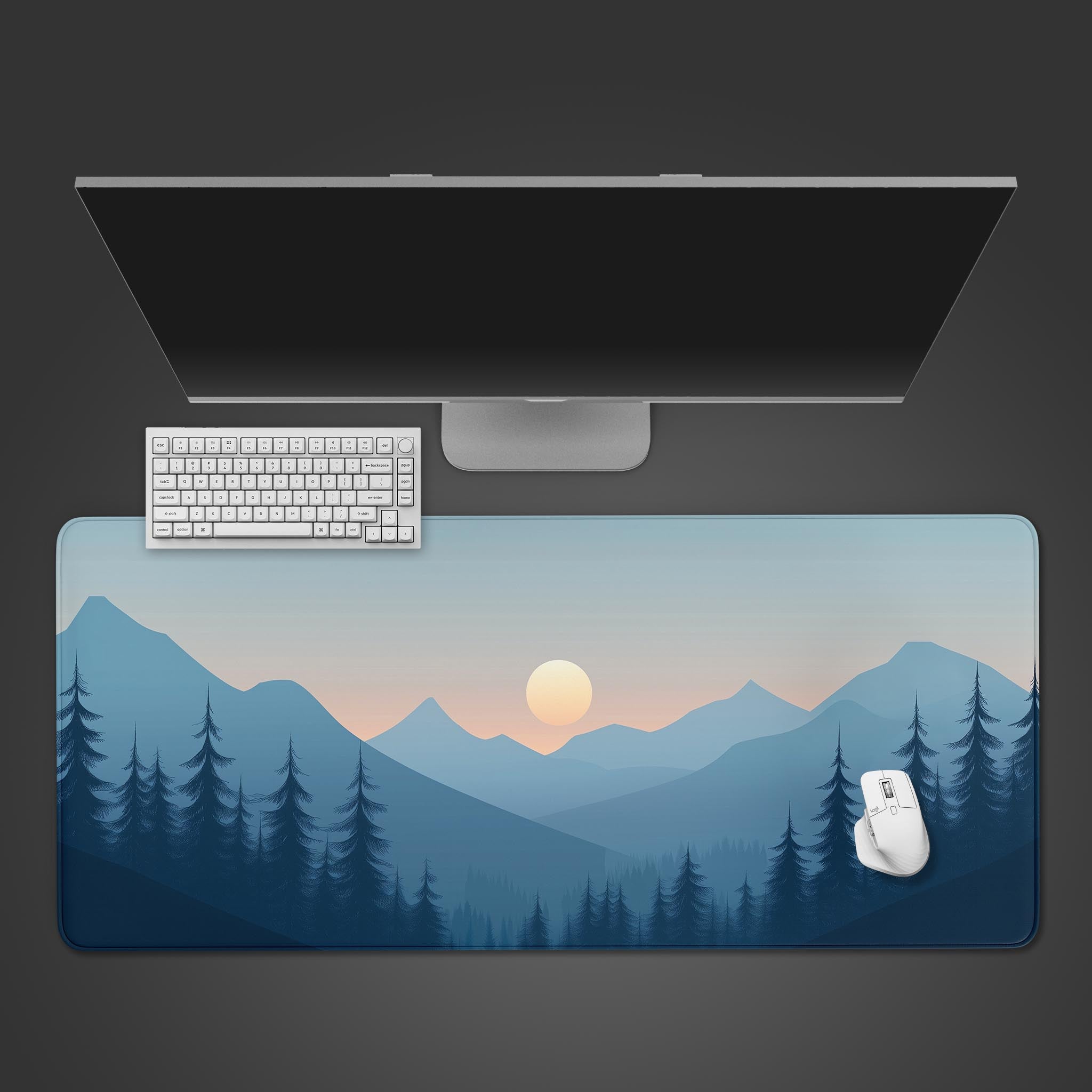 Mountain Sunset Blue Desk Mat Extra Large, Desk Mat cute, Extended Mouse Pad, Blue Keyboard Mat, Xxl Gaming Mouse Pad, Blue Mouse Pad Gaming