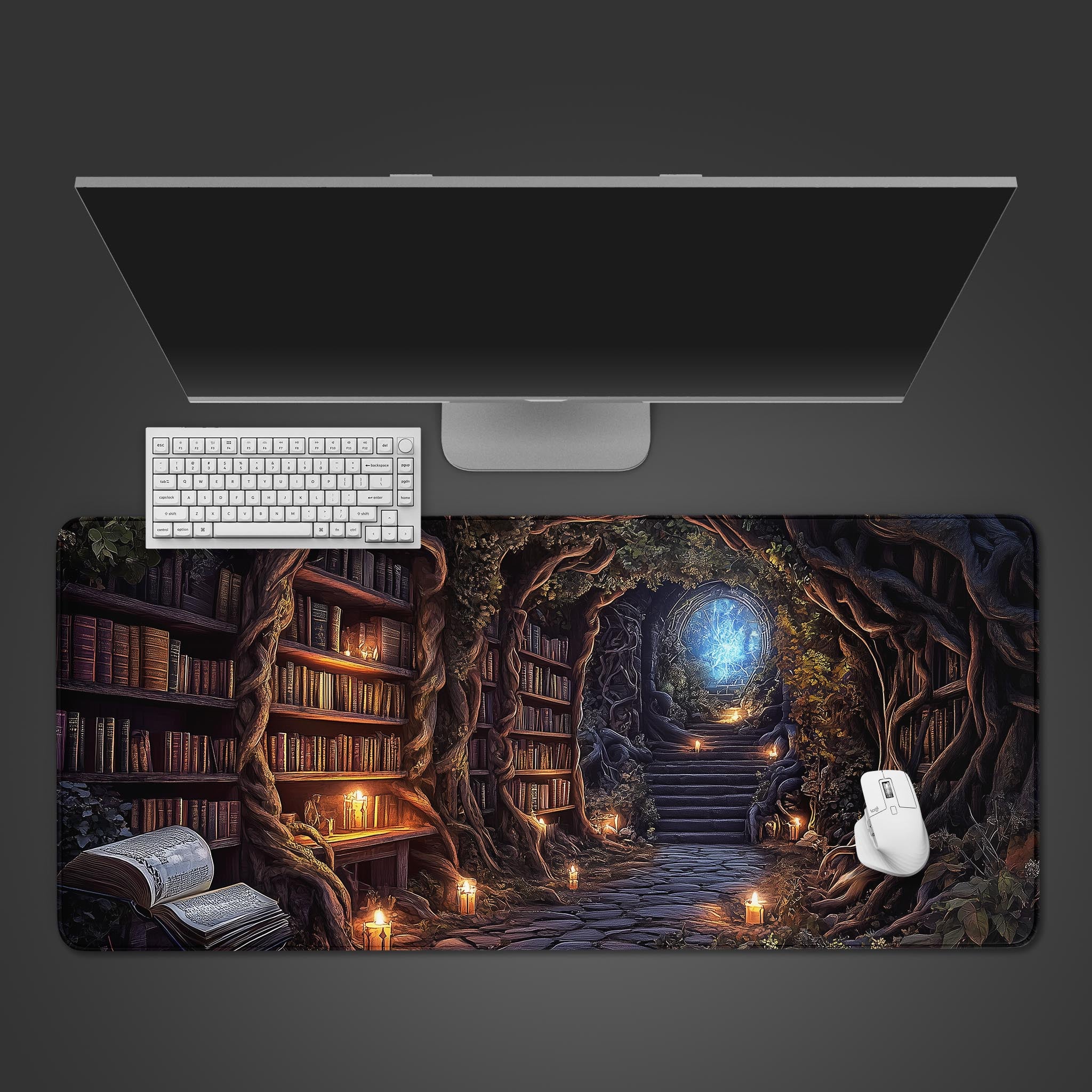 Enchanted Mystic Archive, Library Desk Mat, Witchy Mousepad XL, Dark Academia Desk Pad, Aesthetic Mouse Pad, Gift for Wife