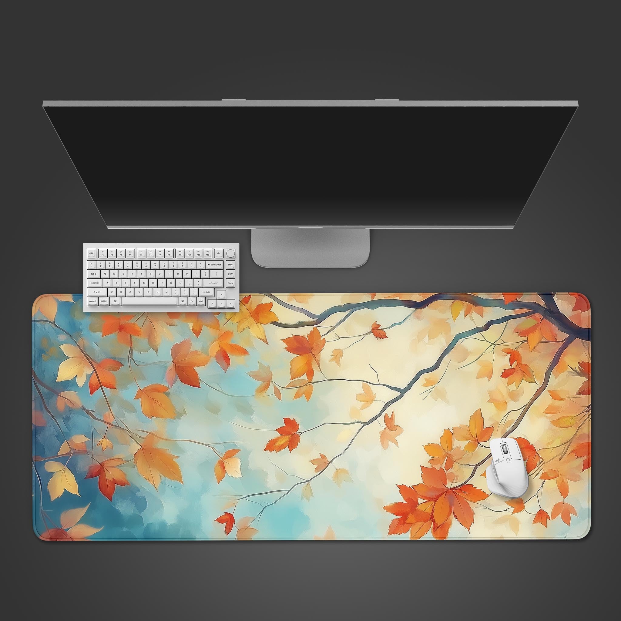 Autumn Leaves Desk Mat - Vibrant Artwork Mouse Pad - Large Gaming Mat - Decorative and Cute for Office or Gaming Station