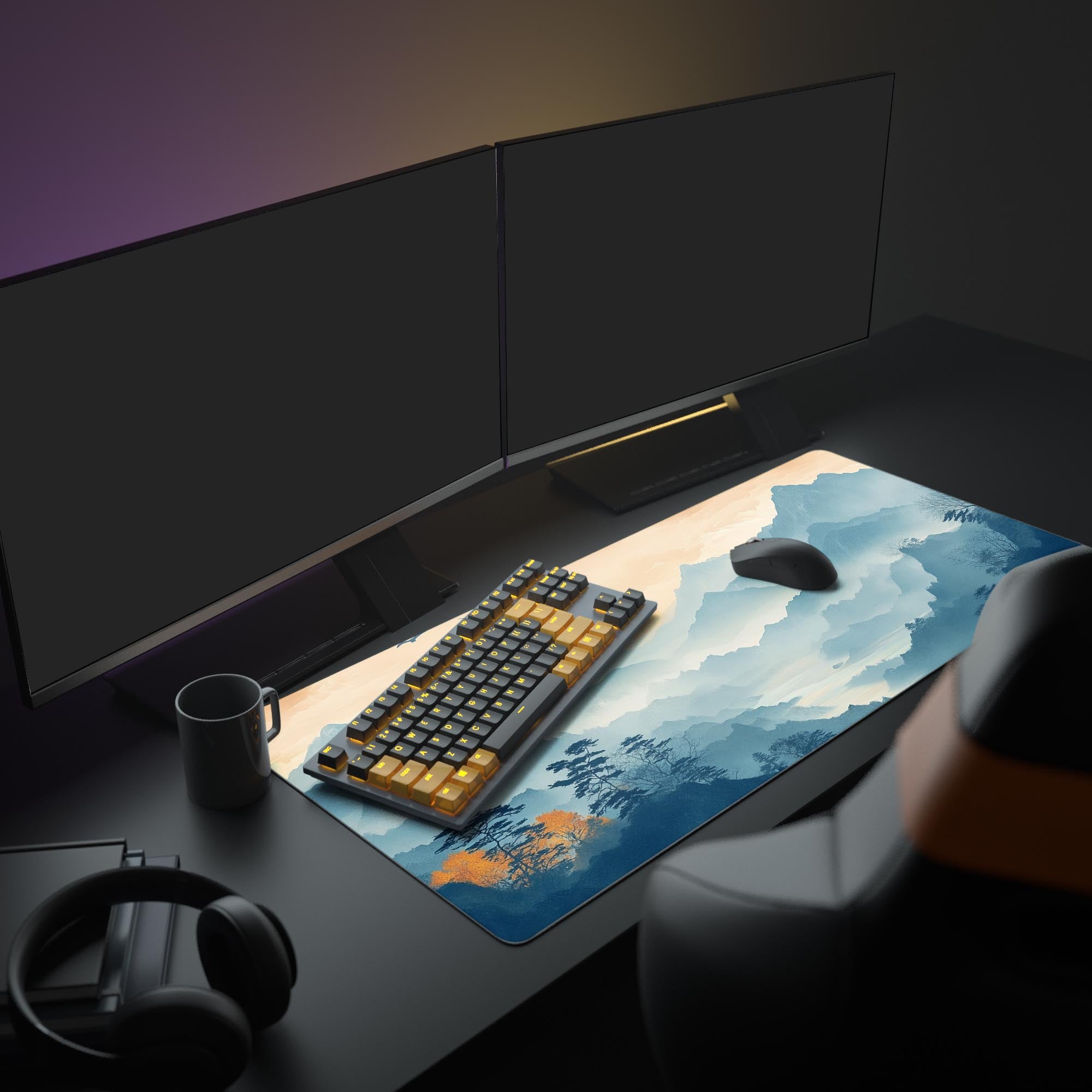 Aesthetic Sunset Deskmat, Anime Mouse Pads, Cute Desk Pad, Desk Accessories, Gaming Mousepad, Large Deskmat, Non Slip Pad