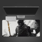 Cloud Step Wukong Desk Mat, Black Mist Wukong Desk Pad, Sun Wukong Mousepad, Monkey King Desk Topper, Taoist Warrior Laptop Mat, Gold Staff