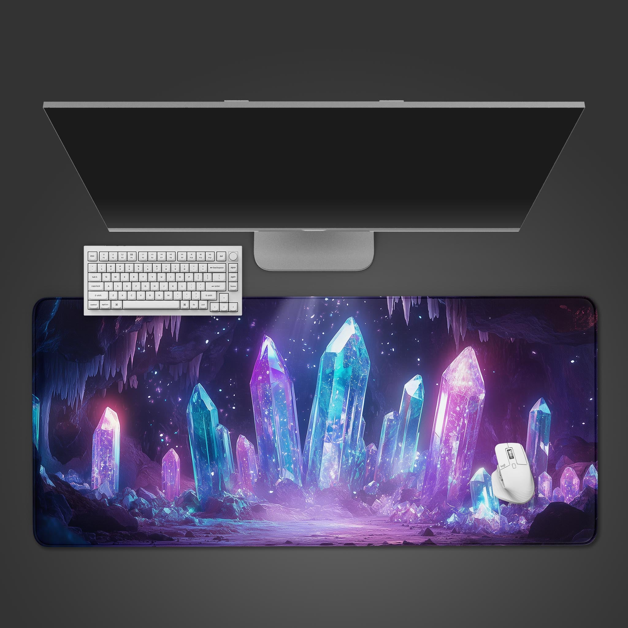 Crystal Mines Fantasy Desk Mat, Art Magical Cave Keyboard Mouse Pad for Home Office Workspace Decor for Gamer Room Desktop Accessory
