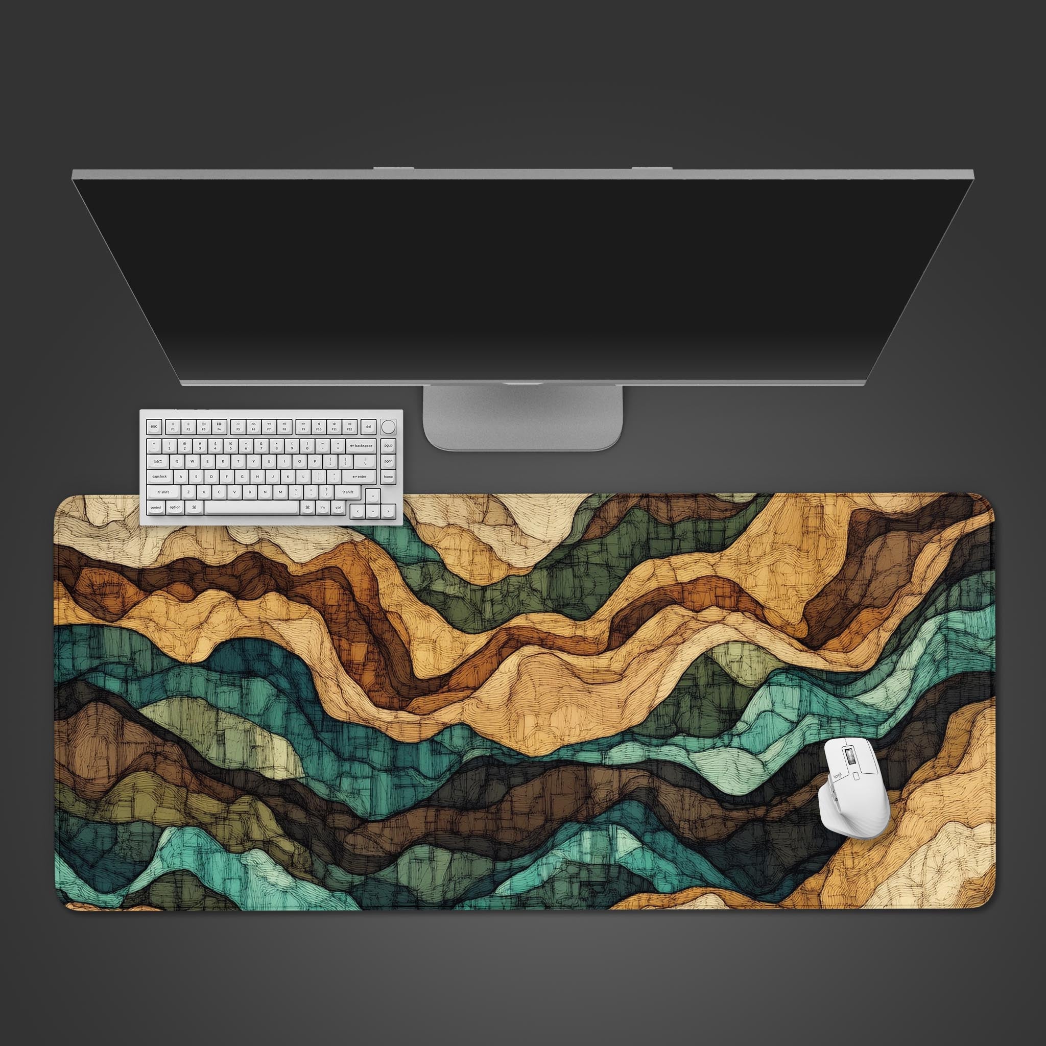 Pixel Topography Mountains Desk Mat, Gaming Mouse Pad, Large Mousepad, MTG playmat, Keyboard Mouse Mat Desk Pad for Work Game Office Home XL