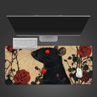 Rat King Desk Mat, Rat Leader Desk Pad, Mouse in the Rose Garden Desk Topper, MTG Play Mat, Fantasy Mousepad, Cute Rat Laptop Mat, Black Rat