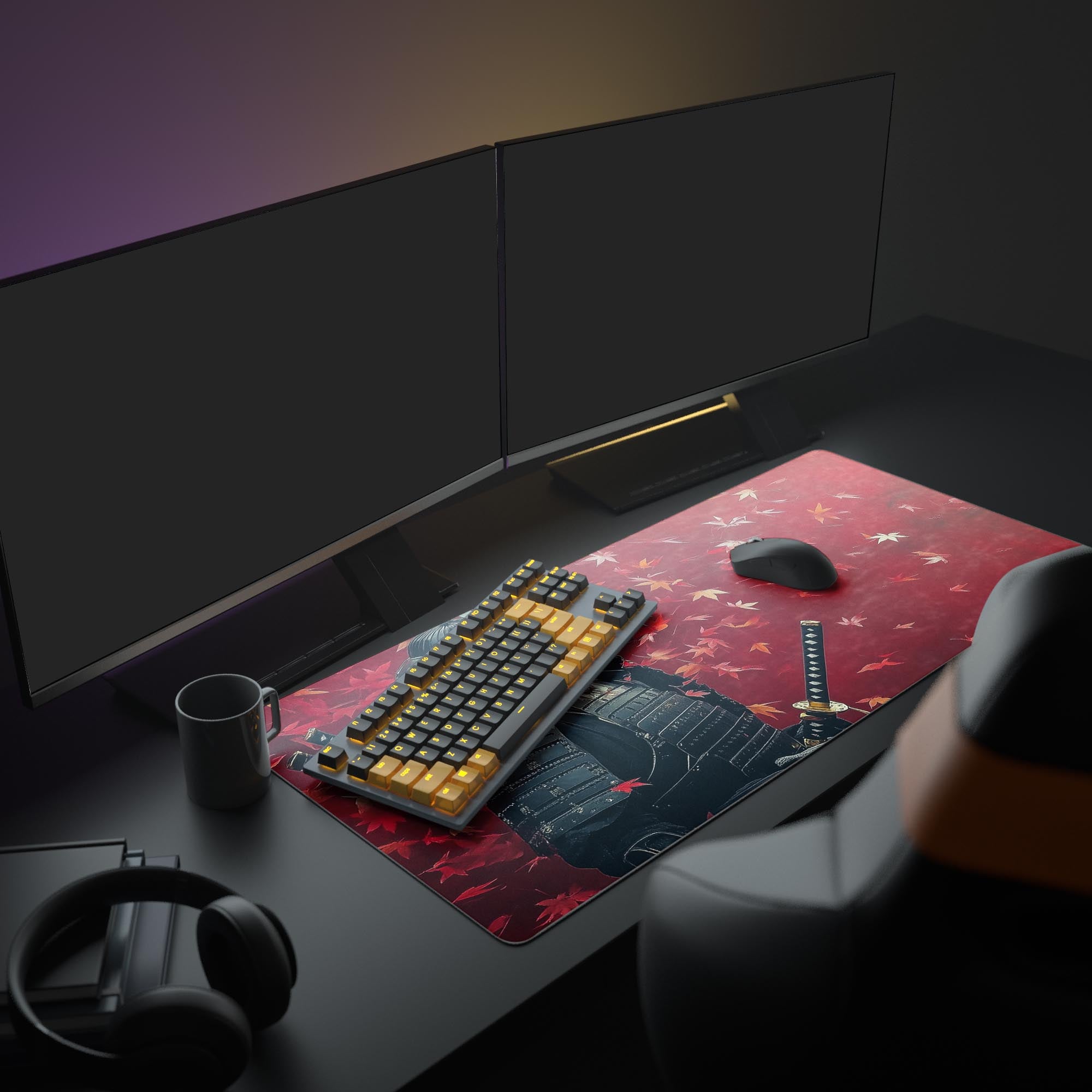 Samurai Desk Pad, Warrior Laptop Mat, Japanese Armor Mousepad